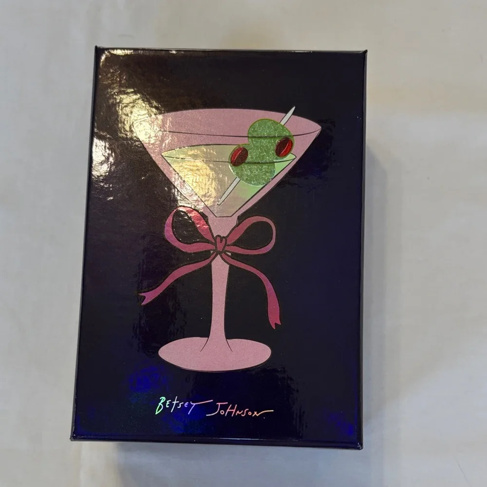 Betsey Johnson Silver Martini Drop Earrings NWT - Picture 8 of 9